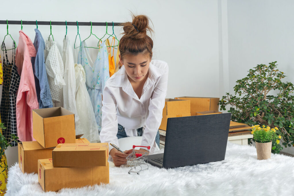 A business woman is working online and trying to reply customer at home office packaging on background. This promotes excellent user experience Affect Search Engine Rankings